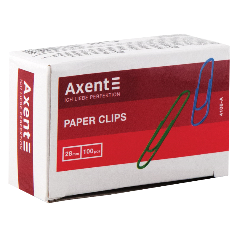 Скріпки AXENT (4106-A) 28 мм, круглі, PVC, 100 шт.